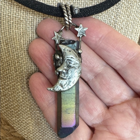 Silver Moon Pendant Necklace - Picture 3 of 5